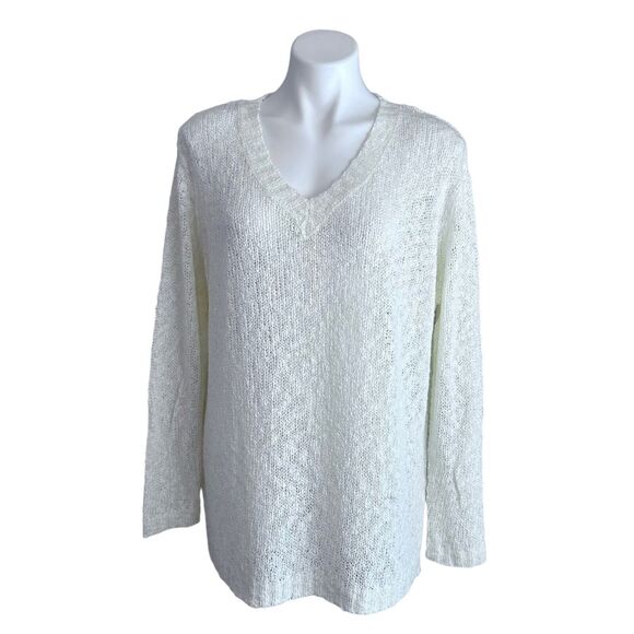 Workshop Republic Clothing Sweater Summer Loose Knit V Neck Pullover Jumper L - Picture 1 of 11